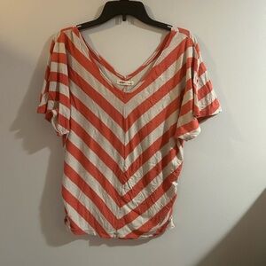 Old Navy Orange and White Striped Top size medium